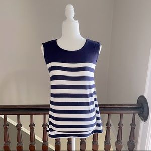 Sleeveless Nautical-inspired Navy Blue and White Striped Top